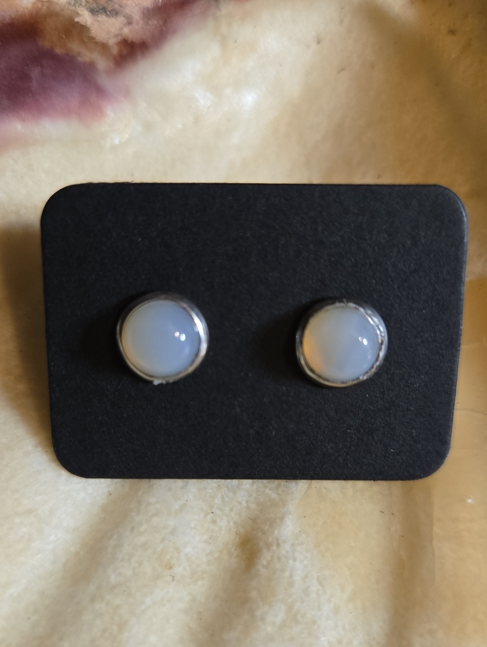 Grey Agate Stud Earrings - A